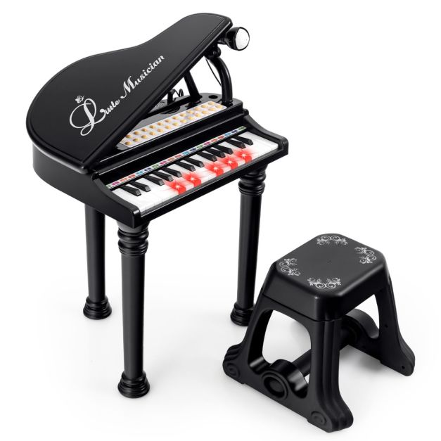 Tastiera per pianoforte a 31 tasti per bambini con sgabello, Pianoforte  giocattolo portatile con microfono - Costway