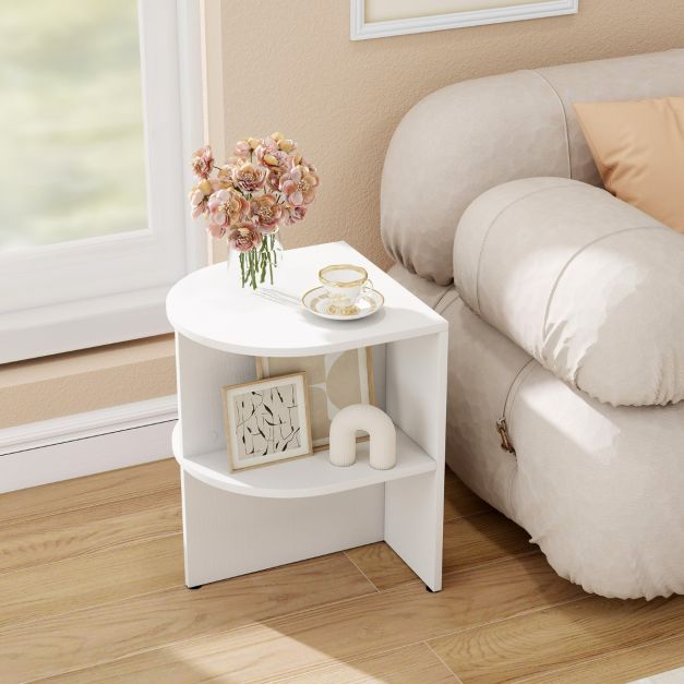 Set Di 2 Tavolini Piccoli In Stile Retrò Con Ripiano - Comodini In MDF E Gambe In Legno Massello Per Soggiorno E Camera Da Letto, Marrone Rustico