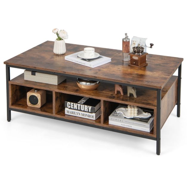 Tavolino da Salotto Rettangolare Design Moderno, Tavolino da Caffè con 2 Ripiani Inferiori Portaoggetti, Tavolino Basso da Divano per Soggiorn | Leroy Merlin