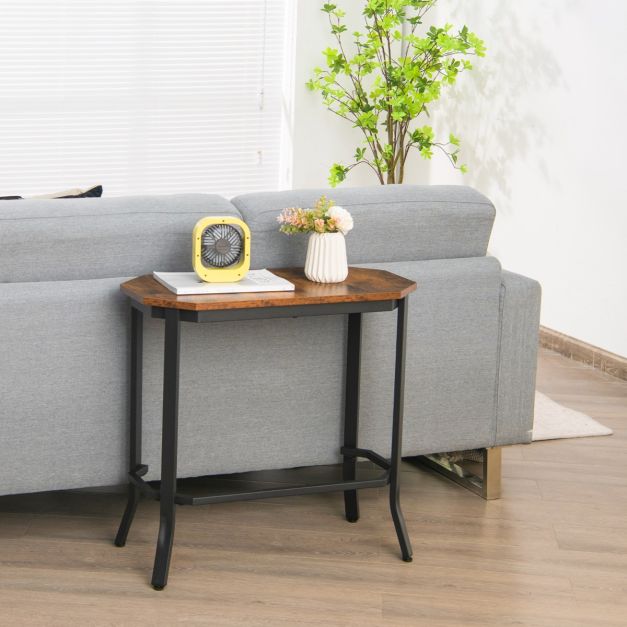 Tavolino Nero Rovere 75x40x75 cm in Legno Ingegnerizzato e Acciaio 2391845 87211