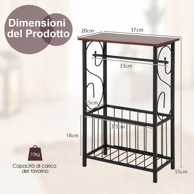 Tavolino Stretto In Acrilico Trasparente HMYHUM - 2 Ripiani Con Portariviste Per Piccoli Spazi - 3