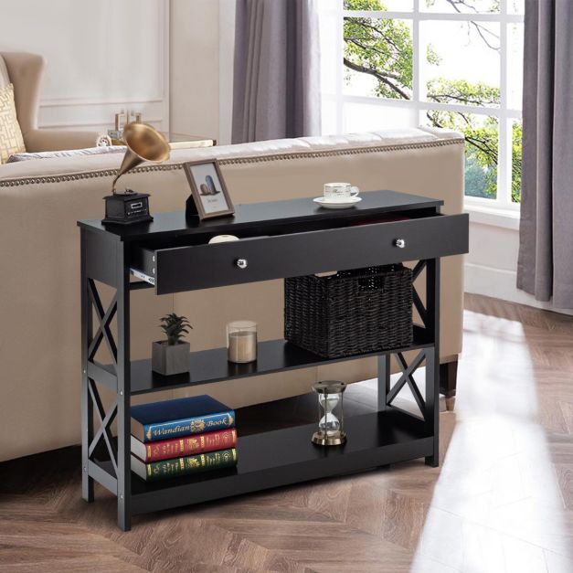 Tavolo Consolle Con Armadio 2 Ante Grigio – Mobile Da Bar E Credenza Con Contenitore Per Ingresso E Cucina - 3