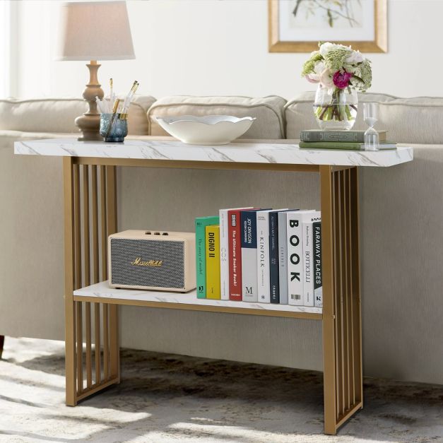 Mezrkuwr Supporto per borsa da tavolo, motivo marmo, da tavolo, pieghevole, antiscivolo, per borse, da tavolo, colore: oro nero, Nero , L