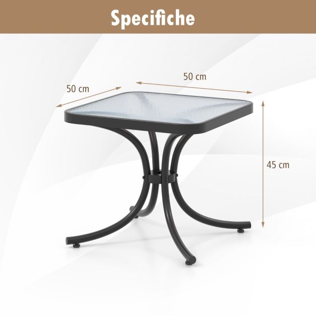Tavolo Da Giardino Con Piano In Vetro Temperato Foro Per Ombrellone E Tavolo Da Patio Con Struttura In Metallo 88306566