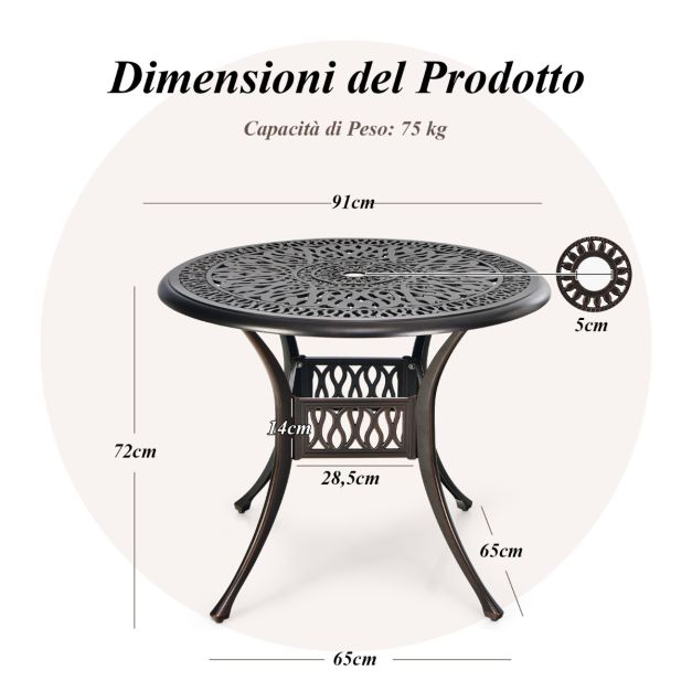 COSTWAY Base Per Ombrellone Da Giardino, Supporto Per Ombrellone Da Patio Rotondo Da 12 Kg Con Pomello Regolabile Base Per Ombrellone Da 3848 Mm Per Giardino Patio 84237120