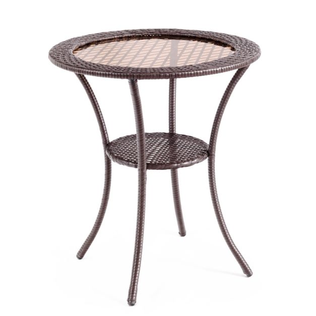 Tavolino da caffè rotondo in MDF scuro con gambe in metallo nero
