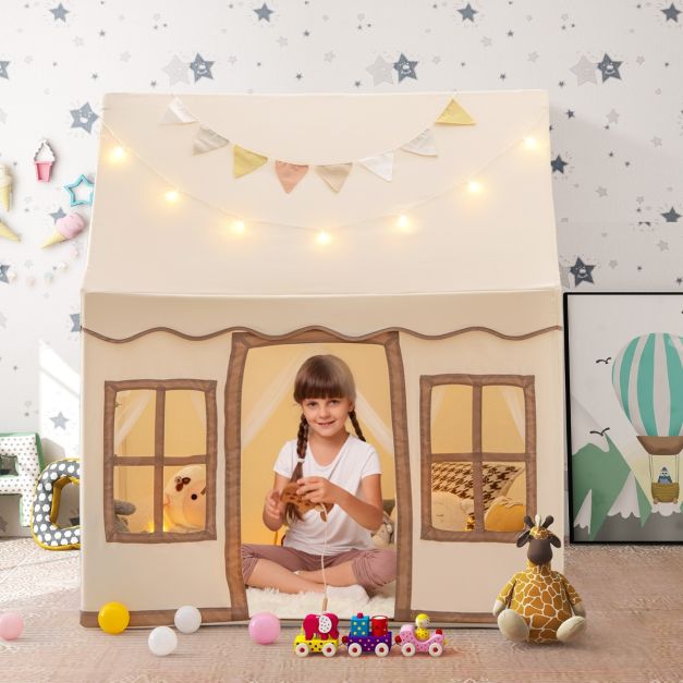 COSTWAY Tenda Da Gioco Per Bambini, Tenda Per Bambini Con Finestre Tappetino Lavabile In Cotone E Bandiera Castello Da Gioco Per Bambini 3 Anni Ma 89788481