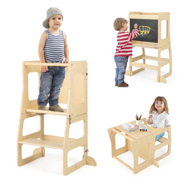 Torre pieghevole Montessori – Sgabello con barre di sicurezza