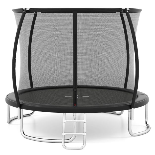 ACWARM HOME Trampolino Da Esterno 3,5 M Con Rete Di Sicurezza – Antiruggine, ASTM, Per Bambini E Adulti, Scala Inclusa, Nero
