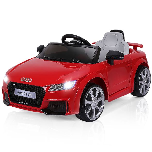 Macchinina per bambini con 2 motori telecomando MP3, Audi TTRS con batteria  12 V per bambini Rosso - Costway