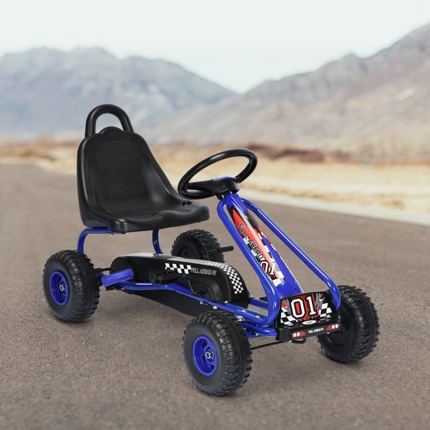 AIYAPLAY Gokart A Pedali Per Bambini 3-6 Anni – Con Freno A Mano, Retro E Ruote Silenziose, Rosso