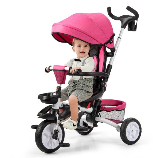 Triciclo per bambini 12-50 mesi, Passeggino triciclo 6 in 1 con