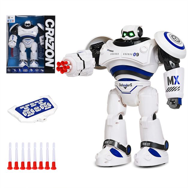 Robot intelligente programmabile con telecomando, Robot giocattolo  combattimento con proiettili Blu - Costway