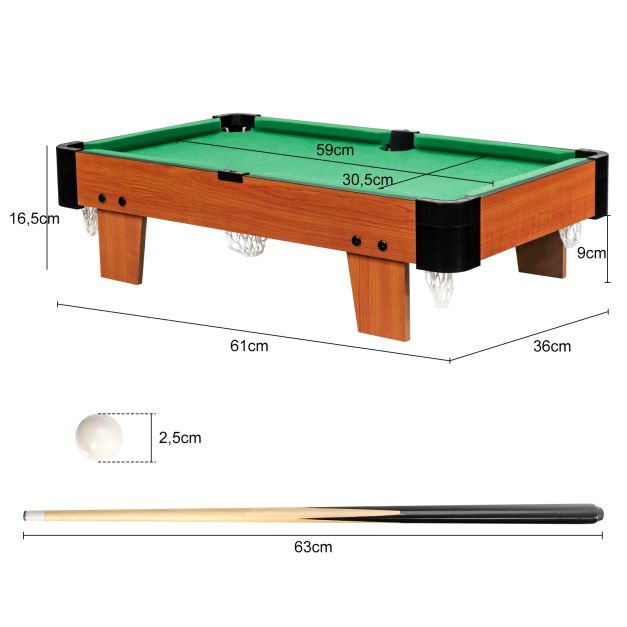 Mini Tavolo Da Biliardo In Scala 1:14 Con 16 Palline E 2 Stecche - Modello Da Scrivania 20x11x6 Cm In ABS - Regalo Per Appassionati Di Biliardo