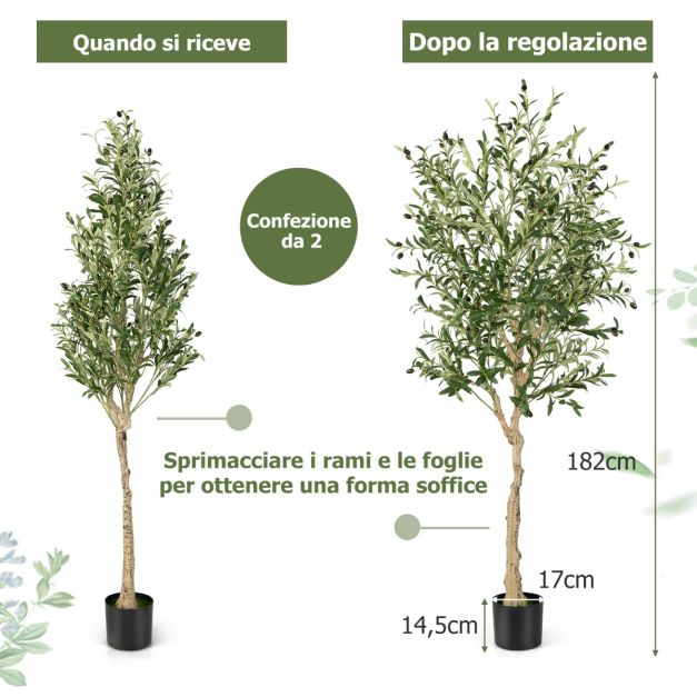Oairse Ulivo Artificiale 4ft/122cm Piante di Olivo Finte Decorative con Frutti d