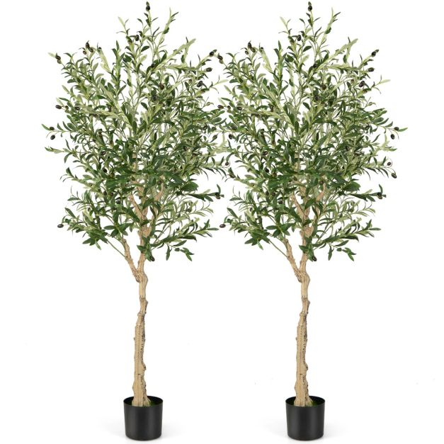 Htmeing Rami Di Ulivo Artificiali Con Frutti, 71 Cm, 4 Pezzi - Finto Agrifoglio Verde Per Decorazione Casa E Ufficio