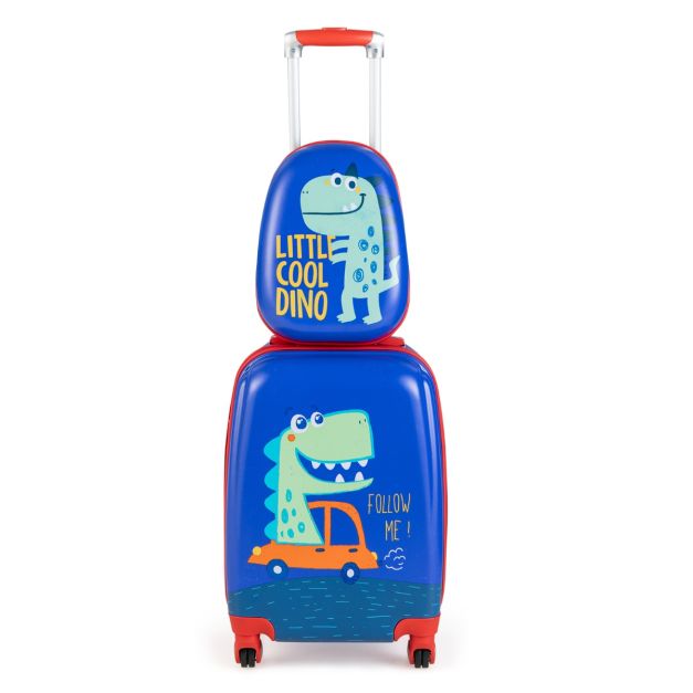 Valigie rigide con rotelle e maniglia retrattile, Set di valigie e zaini  per bambini dai 3 ai 10 anni - Costway