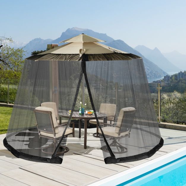 Zanzariera Per Ombrellone Da Giardino | Rete In Poliestere | Adatta Per Diametro 250-300cm, Altezza 230cm - 3