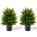 Set di Cespo Cedro Artificiale a Forma di Goccia 90 cm, 2 Piante Artificiali da Interno ed Esterno con Vaso in Plastica, Decorazione da Casa e | Leroy Merlin