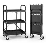 COSTWAY Carrello Portautensili A 3 Livelli, Carrello Metallico Resistente Con 3 Ripiani 4 Ruote Universali Con 2 Freni Per Garage Casa Magazzino 73 X 36 X 75 Cm 84196969