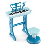 Pianoforte Giocattolo 37 Tasti Per Bambini Con Supporto, Sgabello E Microfono – Tastiera LED Rossa 3-7 Anni - 2