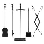 Set attrezzi per camino 5 pezzi base con attizzatoio pinza paletta e