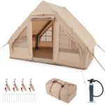 Tenda Da Campeggio Gonfiabile 4-8 Posti – 12 M², Impermeabile 3000 Mm, 4 Stagioni – Con Pompa Ad Aria, Finestre Panoramiche E Aperture Di Ventilazione – Rifugio Veloce Per Famiglie