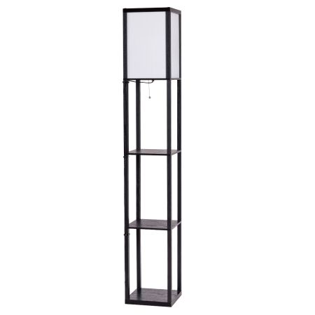 Scaffale legno con lampada