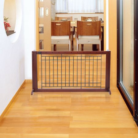 Cancello di sicurezza in legno per animali domestici, Barriera di sicurezza regolabile (105-181)x45x53cm