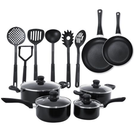 set con 16 pentole antiaderenti di alluminio da cucina con strato resistente al calore