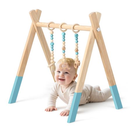 Costway Palestrina con giocattoli pieghevole per bambini + 3 mesi, Centro di attività di legno 60x44x60cm Verde