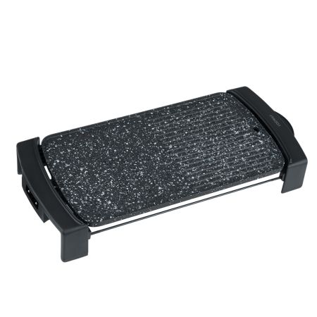 Piastra elettrica da tavolo da 2150W con superficie antiaderente, perfetta per cucinare frittate e carne in modo uniforme.