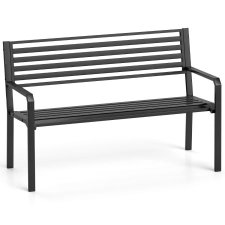 Beliani Panca Da Giardino In Metallo, Stile Retrò, Colore Nero, Lunghezza 130 Cm, Seduta Per 2 Persone, Resistente Alle Intemperie - 5