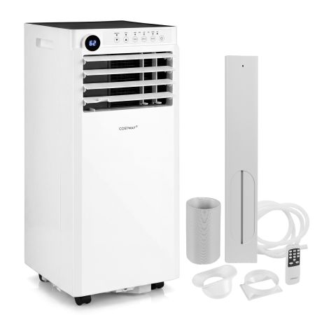 Climatizzatore portatile 4 in 1 da 8000 BTU con raffreddamento, deumidificazione e telecomando, ideale per ambienti fino a 32,5 m².