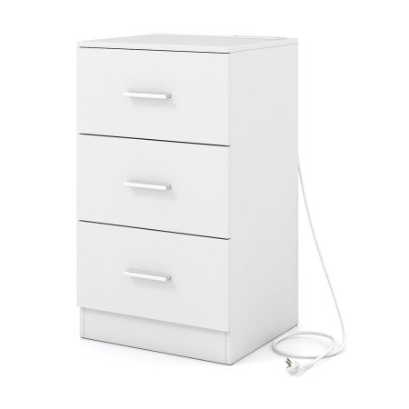Comodino con Stazione di Ricarica, Tavolino, Design Moderno, Cassetto, Bianco Opaco | Leroy Merlin