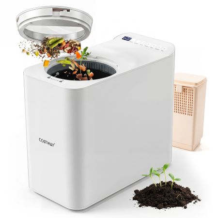 Compostiera elettrica da cucina da 3 L con finestra visibile, timer e filtro per rifiuti organici e deodorazione.
