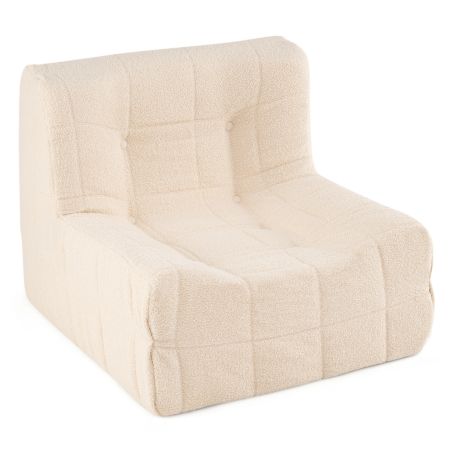 Poltrona da lettura beige con design trapuntato, fondo antiscivolo, ideale per soggiorno o studio, dimensioni 86 x 86 x.