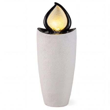 Fontana da giardino alta 92 cm in resina effetto pietra con 4 luci LED, ideale per creare un'atmosfera rilassante all'aperto.