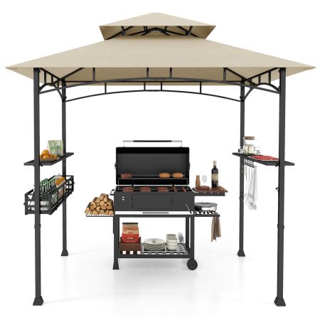 gazebo da barbecue con 2 ripiani laterali