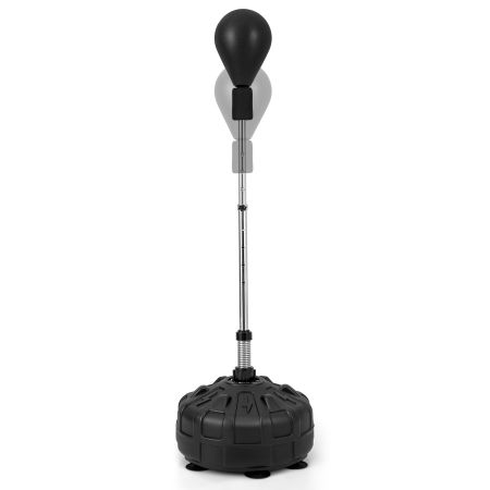 Punching ball da terra regolabile in altezza, con base riempibile e guantoni, ideale per allenamento in casa e palestra.