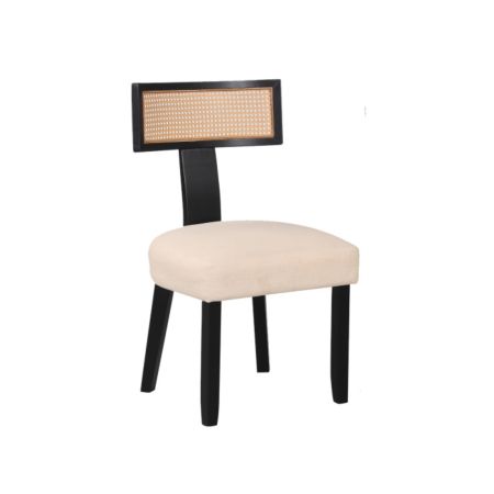 Sedia comoda e morbida in rattan e tessuto beige