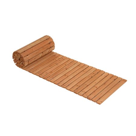 Sentiero da giardino in legno di abete, antiscivolo e arrotolabile, ideale per esterni e facile da pulire.