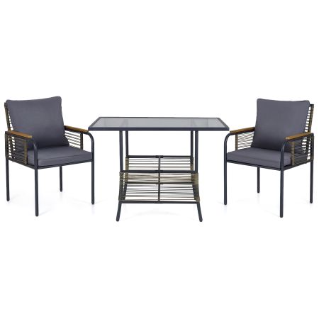 set tavolo patio rattan compatto salvaspazio