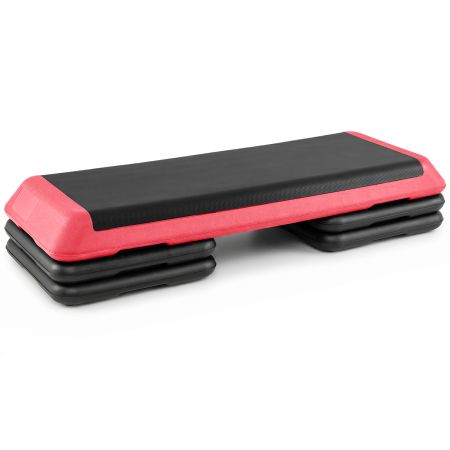Piattaforma step fitness regolabile con 4 blocchi, superficie antiscivolo, ideale per allenamenti a casa o in palestra.