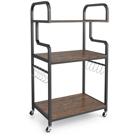 Carrello portaoggetti a 3 ripiani con 10 ganci 2 Colori
