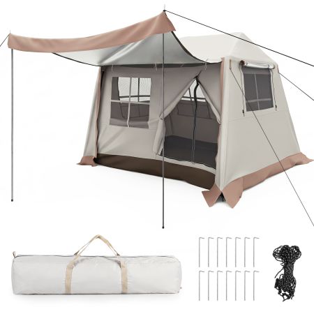 Tenda da campeggio per 2-4 persone, impermeabile, con tettoia rimovibile e finestre in rete, ideale per viaggi all'aperto.
