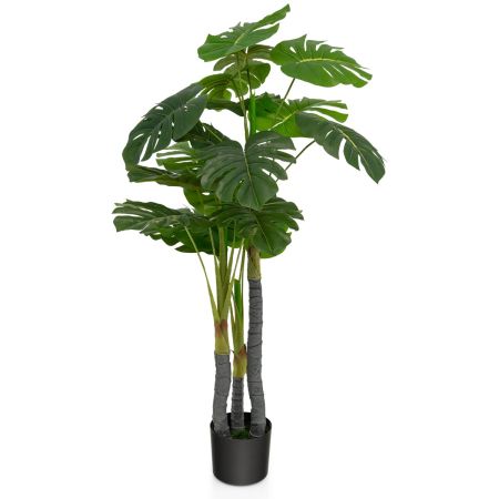 albero di filodendro artificiale 120cm con supporto in cemento