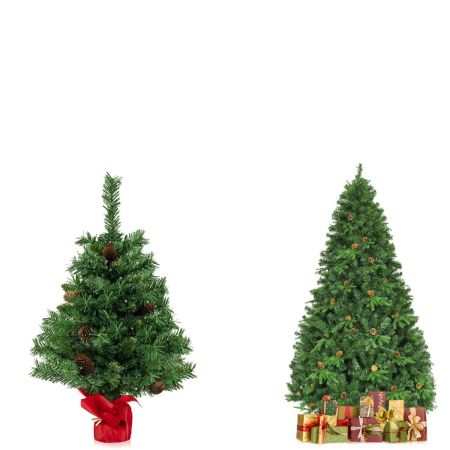 Albero di natale artificiale 210cm e albero di natale piccolo 64cm, Albero di natale 460 led e albero natale tavolo 50 led
