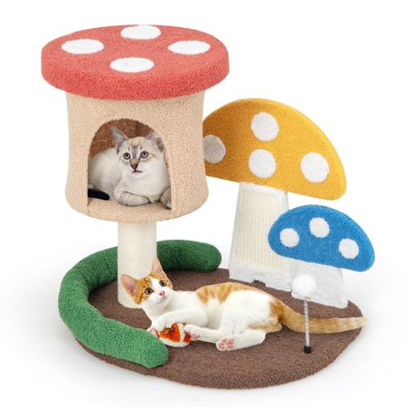 albero per gatti a forma di fungo con palo in sisal