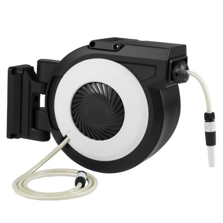avvolgitubo da giardino retrattile con supporto girevole a 180°